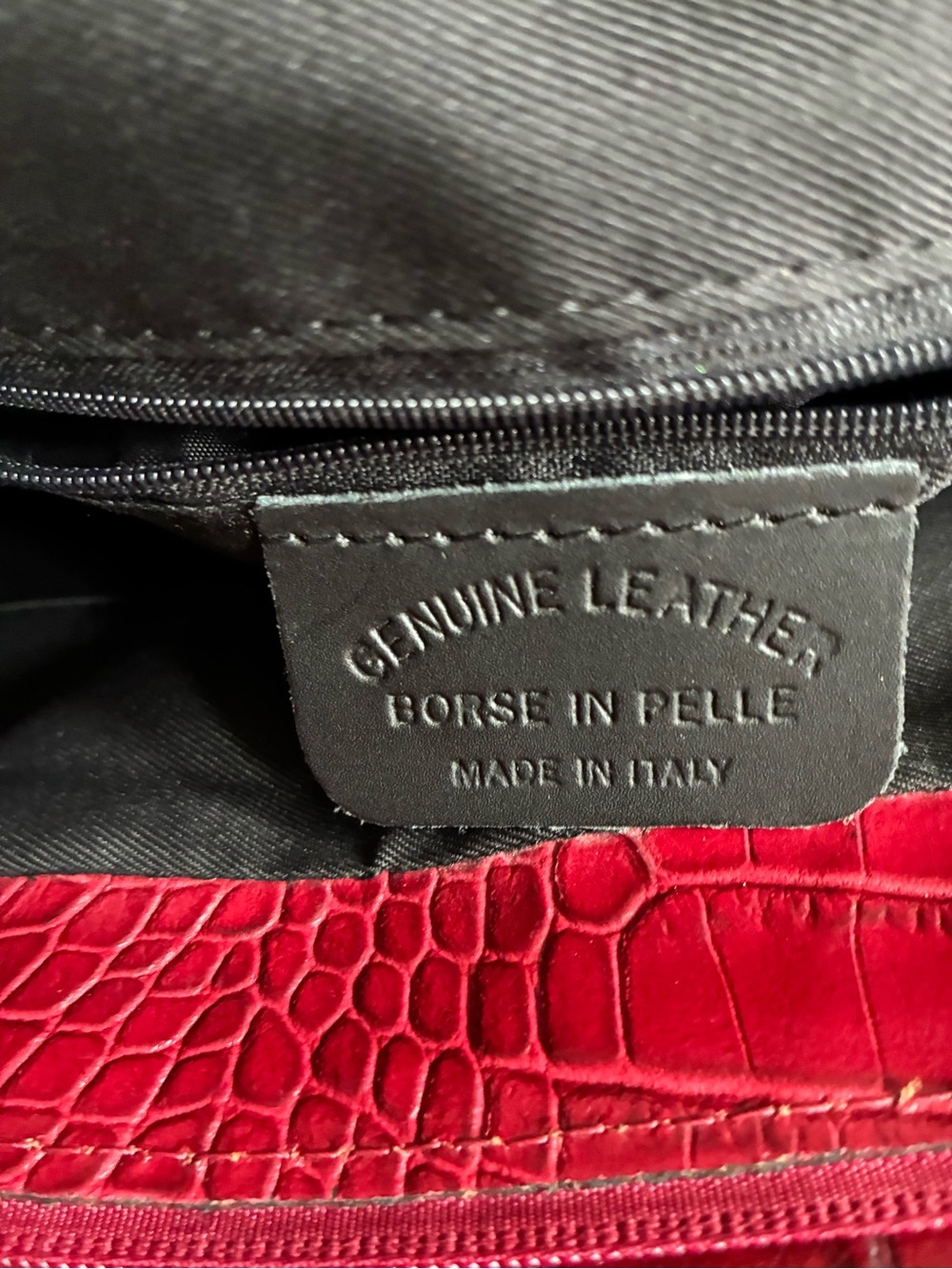 Italian Genuine Leather Classic Croc-Embossed Structured Satchel - Picture 8 of 8